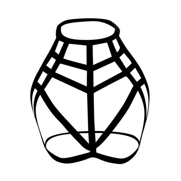 New! Black Halter Strap Cage Bra - Picture 3 of 10